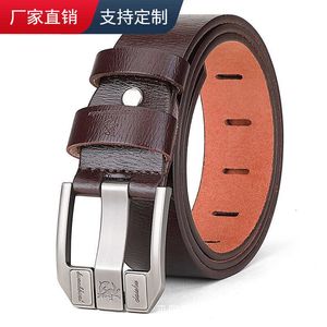 Waist Chain Belts Buckles Men's Women's Men's belt leather single loop pin buckle casual versatile leather pants belt Korean version