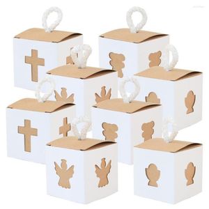 Embrulho de presente 50pcs Candy Box de estilo europeu Bear anjo anjo santo graal cruzamento padrão vazio Retro Kraft Paper Square Boxes