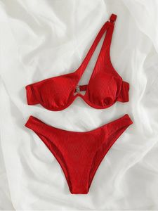 Swim Wear Sexy Bikinis купальники вырезают женские купальники на одно плечо бикини высокое купание костюмы, вытаскивающие пляжные бикини, набор 230313