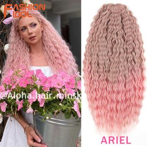 Synthetic Wigs Curl Hair Water Wave Twist Crochet Synthetic Braid Ombre Blonde Pink 22 Inch Deep Braiding 230227