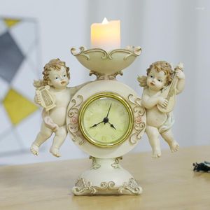 Mum Tutucular Vintage Cupid Angel Saat Tutucu Ev Mobilyası Pratik Dekorasyon Oturma Odası Yatak Odası Yaratıcı Hediye