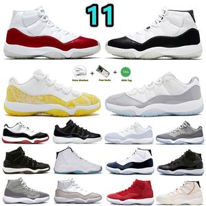 Jumpman 11 11s mens basketball shoes DMP Cherry cool Gement Grey Yellow Snakeskin gym red Space Jam UNC Jubilee Bred Concord Midnight Navy men women sports sneakers