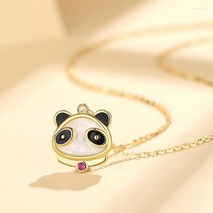 Kedjor panda penddants halsband rostfritt stål söta charms chokers män kvinnor diy uttalande dropp