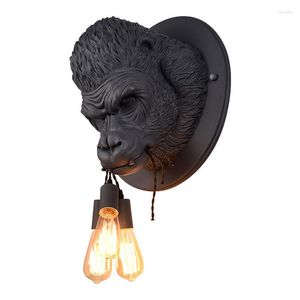 Vägglampa nordiskt modern minimalistisk kreativitet harts gorilla lampor fixturer armatur LED -lampor för foajé loft sovrum sovrummet