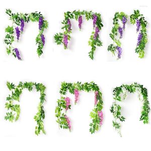 Dekorativa blommor Simulering av Wisteria Flower Strips Bean Rattan Wrapping Takplastplast Vinluft Konditioneringsrör Skydd