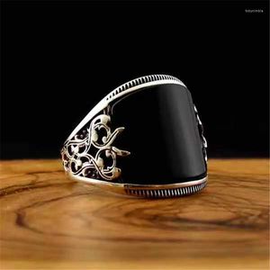 Alyans Lüks Cazibesi Erkek Zarif Yuvarlak Vintage Ring Erkekler Büyük Siyah Bir nişan için