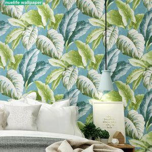 Обои 0,53x10m Nordic Banana Leaf Wallpaper спальня гостиная в Средиземноморье