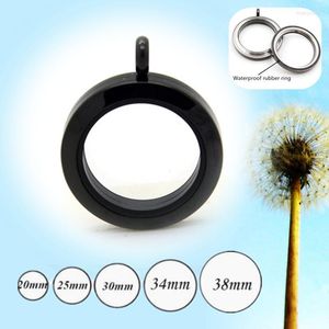 Pendant Necklaces 20mm 25mm 30mm 34mm 38mm Black Twist Screw Floating Locket Stainless Steel Glass Memory Po