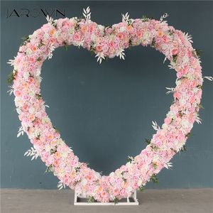 Decorative Flowers Wreaths JAROWN Heart Shaped Flower Row Flower Arrangement Wedding Background Arch Set Party Stage Props Decor Flower Stand 230313