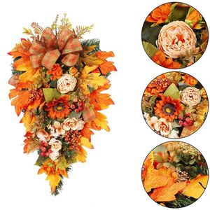 Dekorative Blumenkränze, Halloween-Dekoration, Herbstlaub-Girlande, Ahornblätter, Tür-Hängegirlande, Pflanze für Herbst-Themenparty, Weihnachtsdekoration 230313