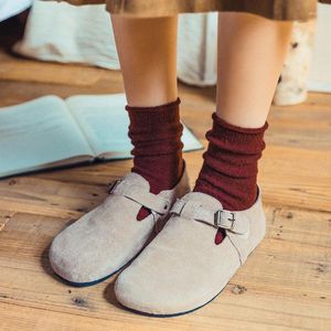 Женщины носки осень зимняя шерсть сгустится теплые основные сплошные цветы Японские девушки свободно разложены ежедневными шерстяными