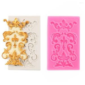 Stampi da forno Stampo in pizzo goffrato Fudge Silicone Barocco Scroll-relief 3D Inciso Decorativo Tazza Strumento per decorare torte Stampo in resina
