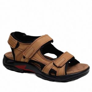 Rxm006 roxdia nova moda sandálias respiráveis ​​homens sandália de couro genuíno sapatos de praia de verão homens chinelos de solha causal plus size 39 48 o8yq#