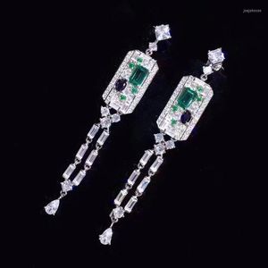 Dangle Earrings High Quality Female With Stones Fashion Trendy Brand Design Synthetic Emerald For Women Gift Drop