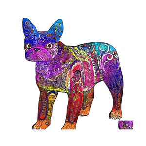 Schilderijen regenboog bl gevecht hond houten puzzel uniek origineel ontwerp ambacht uitstekend paar verjaardagscadeau a3 a4 a5 3d jigsaw diy speelgoed dh4db