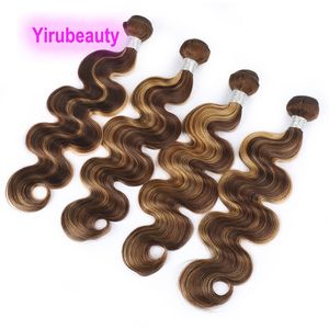 Hårförlängningar Body Wave Malaysian Human Virgin Hair Double Wefts P4 27 Piano Color 10-30inch 4 Styck/lot