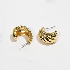 Creolen, europäisch, amerikanisch, geometrisch, Twist-Gold, für Damen, Kupfer, vergoldet, spiralförmig, halbkreisförmig, Ohrclips