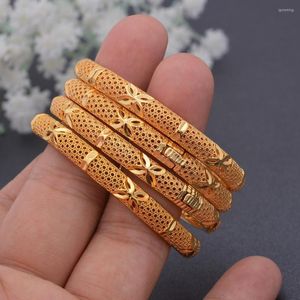 Bangle 4pcs/Set 24k Dubai Gold Color African Baby Bangles For Girl Boy Child Not Can Open Bracelet&Bangles Jewelry