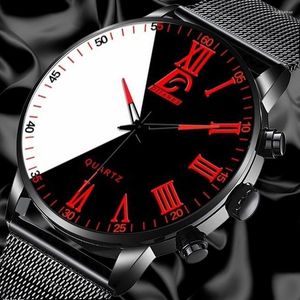 Wristwatches Minimalist Style Men's Watches Stainless Steel Mesh Belt Quartz Wristwatch Men Business Casual Leather Watch Reloj Hombre