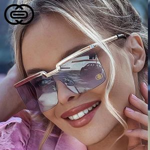 Sonnenbrille 51121 Übergroße quadratische Luxusmarke Eine Linse Mode Männer Frauen Shades UV400 Vintage Brille 230313