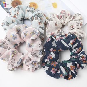Broken Flower Korean Floral Print Ribbon Scrunchies Fashion Hairband Hair Rope Ponytail Uchwyt Elastyczne opaski do włosów