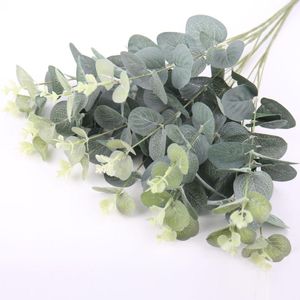 Decorative Flowers 50cm Artificial Eucalyptus Leaves Bunch Branch Fake Plastic Plants Green Stems For Wedding Faux Decor Plant