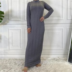 Ethnic Clothing Fashion Inside Basic Muslim Dress Femme Musulmane Peignoir Turkey Islam Arab Knitted Sweater Dresses Abayas For Women Robes