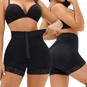 Shapers feminino Mulheres shorts de cintura alta Sexy Lace Bulifter Body Shaper Control Control Compressão Panties de compactação de quadril Shapewear com fivela