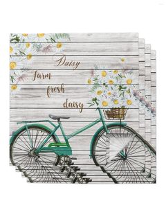 Tischserviette, Bauernhof, frisches Fahrrad, Gänseblümchen, Plankenblume, 4/6/8 Stück, Küche, 50 x 50 cm, Servietten, Serviergeschirr, Heimtextilien