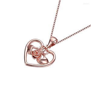 Pendant Necklaces Rose Gold Silver Color Chain Necklace Flower Female Luxury Heart Crown For Women Mother's Day Jewelry