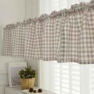 Curtain Ins Plaid Short Cotton Linen Curtains For Kitchen Cabinet Pastoral Half-Curtain Home Decorative Drape Cafe Valance