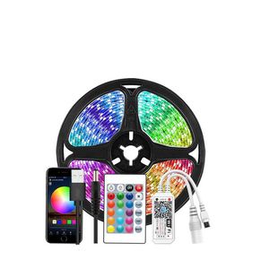 LED -strip lampor RGB 16.4ft Bluetooth Färg Byte Ljus App Control Smart LEDS Stripr Colors Picking Multicolor Music Lighting for Bedroom Room Partys usalight