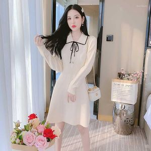 Casual Dresses Long Sleeve Knit Dress Female Autumn/winter 2023 The Chic Retro Warm Baby Brought Red