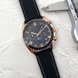 Armbandsur för män Nya herrklockor 42 mm storlek sex sömmar Alla DIAL Work Quartz Watch Top Luxury Brand Chronograph Clock läderbälte Men mode ome