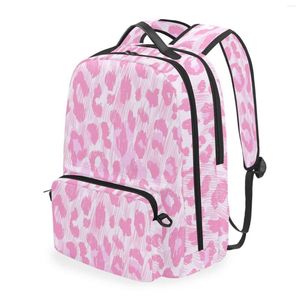 Backpack Moda School Salps for Teenage Girls Multifunction Mackpacks Mulheres Mulheres Pink Leopard Print Student Book