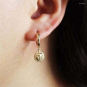 Hoop Ohrringe authentisch 14K Gold gefülltem Glanzzirkon feinen Trend Korea Schmuck 15mm Sonne Brincos Oorbellen Boho