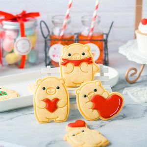 Baking Moulds Mold For Cartoon Animal Bear Cookie Cutter Valentine's Day 3d Stereo Biscuit Stamp Kitchen Bakeware Cake Decoration Tools