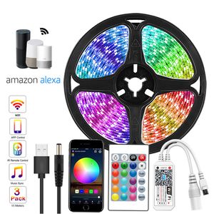Led Strip Lights 65.6ft Music Sync Color Changing Leds Lighty Bedroom 5050 SMD RGB Laed Light Strips with Remote App Control Lighting for Room Party usalight