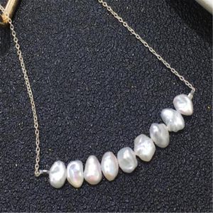 Ketten Mode 7-8mm Weiße Barockperlen Halskette 18 Zoll Zubehör Klassisches Geschenk Hängen Makelloser Schmuck Schicke Hochzeit Frauen