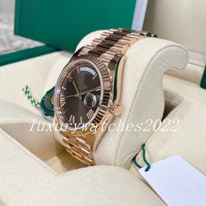 Watch 41mm Mens Size Rose Gold Automatic Mechanical Movement Stainless Steel with Sapphire Glass High-quality President Watches Or 23 es