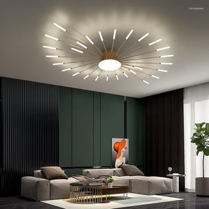 Deckenleuchten Lampe im Wohnzimmer Einfache moderne Atmosphäre Nordisches kreatives Feuerwerk 2023 Leichtes Luxus -Schlafzimmer Aluminium Lumina