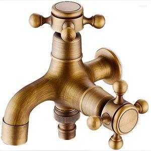 Kitchen Faucets Vintage Water Tap European Style Wall Mounted Faucet Single Cross Handle Antique Control Sink Luxury
