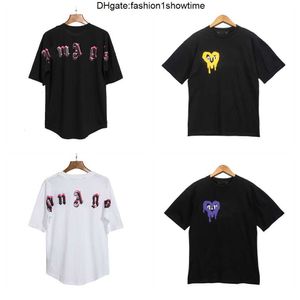 Palms Erkek Tişörtleri Yaz Moda Kadın Tasarımcısı Hip-Hop Plus Boyut Tişörtleri Uzun Kollu Üstler Lüks Grafik Tees Giyim Büyük Harfleri E0F0