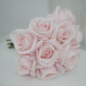 Decorative Flowers Wreaths Artificial Roses Nordic Real Touch Moisturizing Latex Snow Mountain Rose Wedding Bridal Bouquet Home Party Flower Arrangement 230313