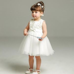 Girl Dresses 0-2years Baby Girls Birthday Party Dress Little Ball Gown Infant Toddler White Flower For Weddings