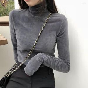 Męskie koszule jesienne zima 2023 Koreańskie kobiety Slim Solid Super Plush High Collar Turtleeck Undercoat Długie rękaw