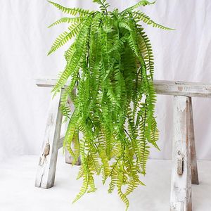 Flores decorativas Plantas penduradas artificiais Vinhas Ferns pteris rattan folhas plásticas falsas para parede