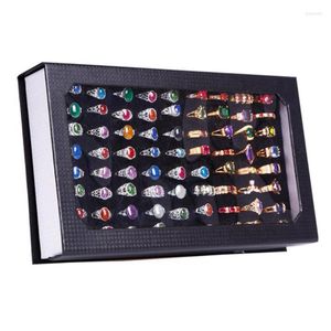 Bolsas de jóias por atacado 72slot Velvet Sponge Ring Display Box Caso de armazenamento de papelão Mostrar bandeja de abotonete