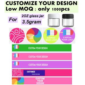 Adesivos personalizados para jarra de vidro de 2 onças e 60 ml Adesivos de papel para embalagem Adesivos personalizados logo baixo MOQ 1000 peças Atacado
