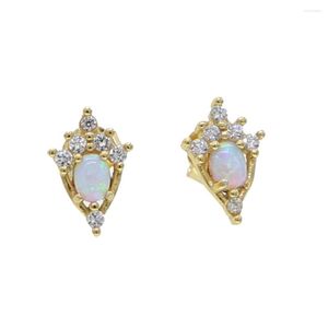 Brincos de garanhão cheia de ouro Vermeil 925 Sterling Silver Cz Opal Opal pavimentou minúsculo brinco adorável e delicado jóias delicadas delicadas